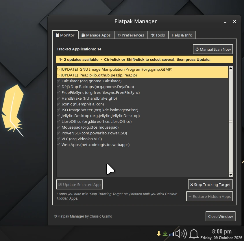 Monitor: see at a glance which apps have updates waiting