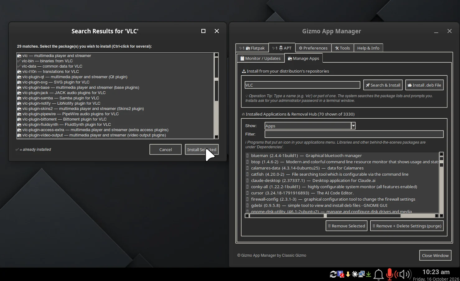 Manage Apps: show your apps, their dependencies, or everything installed