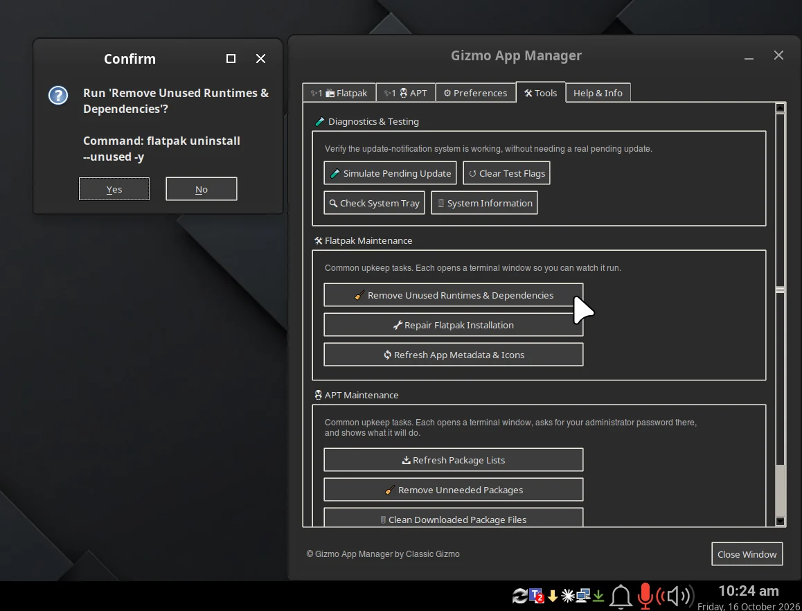 Maintenance tools for each package manager